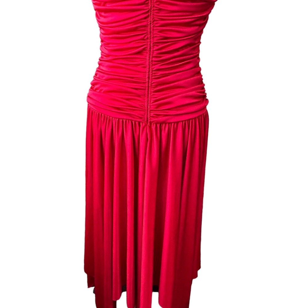 Betsy & Adam Red Halter Dress Size 6 Old Hollywood Marilyn Monroe Evening Gown - Picture 8 of 11